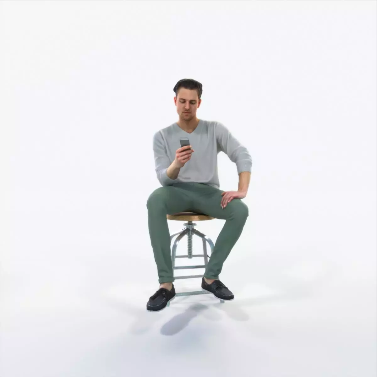 Virtue 03J Cell Phone Sitting Casual Man Low-poly 3D model_0