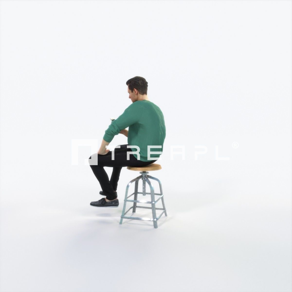 Virtue 03I Cell Phone Sitting Casual Man Low-poly 3D model_5