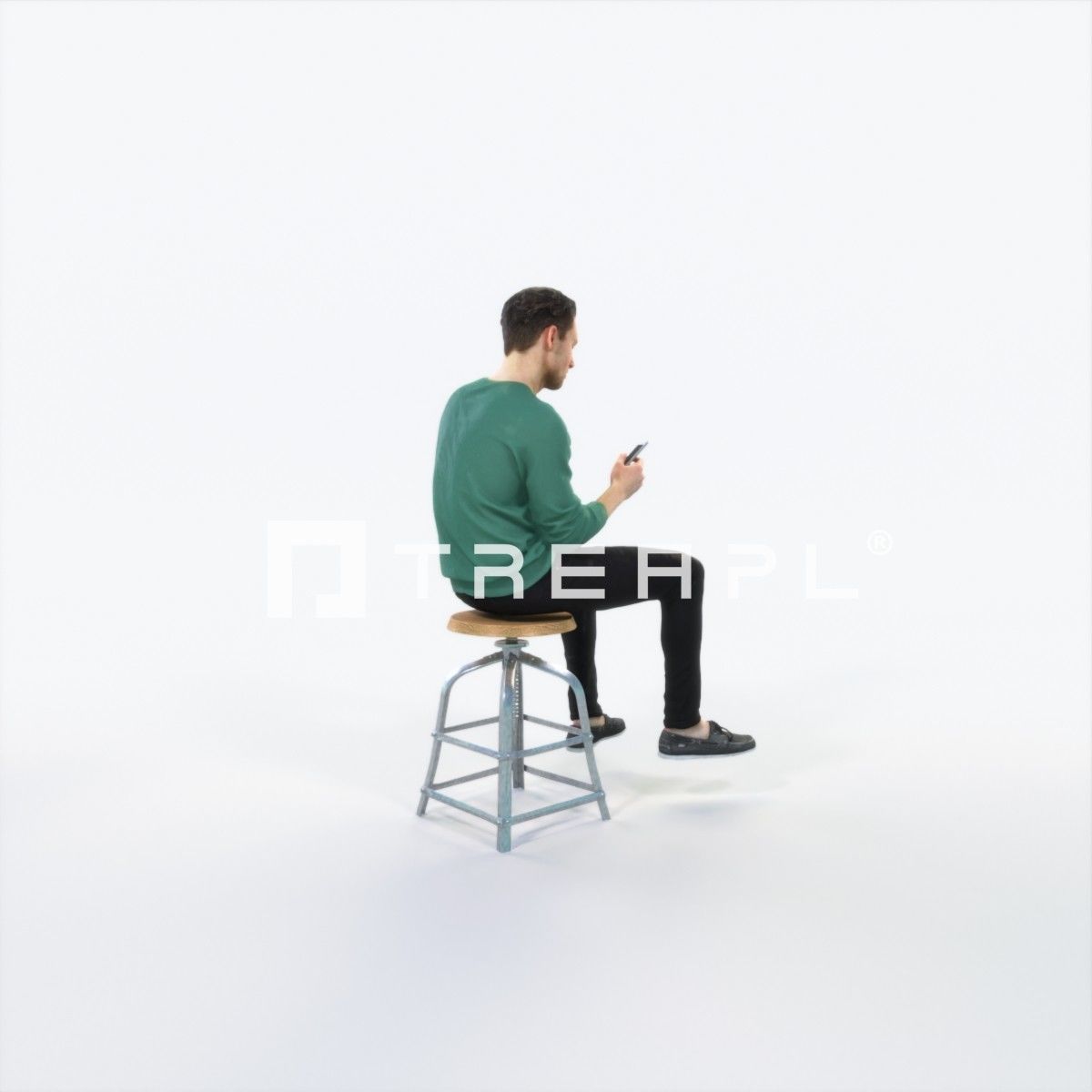 Virtue 03I Cell Phone Sitting Casual Man Low-poly 3D model_3