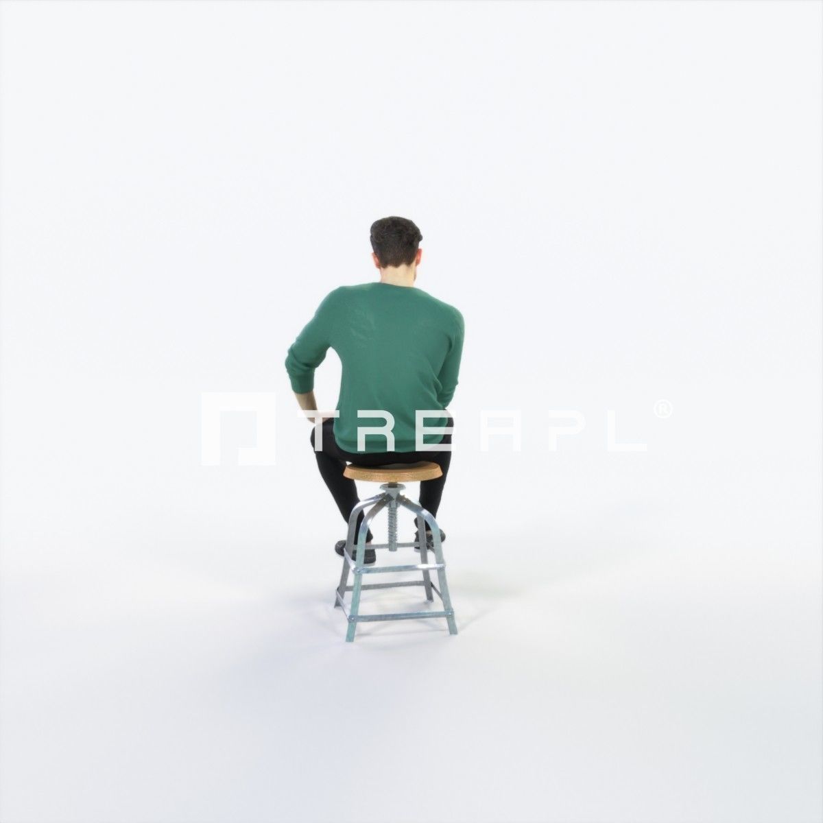 Virtue 03I Cell Phone Sitting Casual Man Low-poly 3D model_4