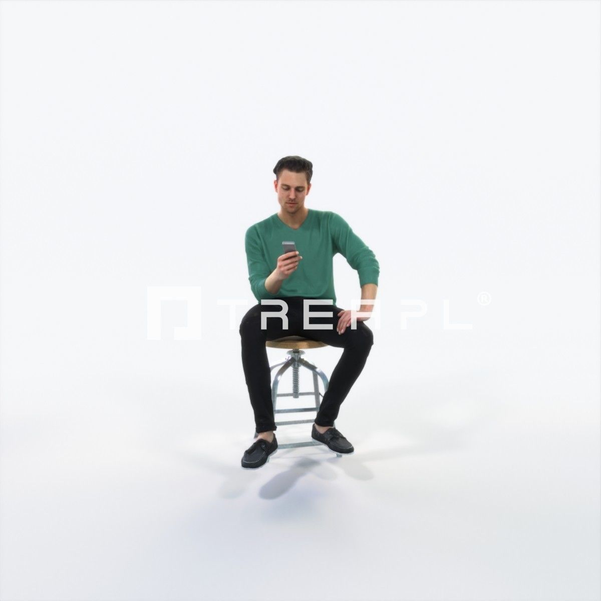 Virtue 03I Cell Phone Sitting Casual Man Low-poly 3D model_1