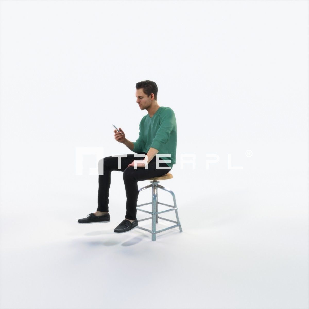 Virtue 03I Cell Phone Sitting Casual Man Low-poly 3D model_6