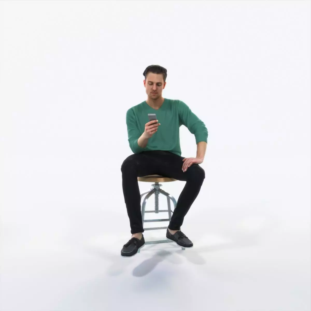 Virtue 03I Cell Phone Sitting Casual Man Low-poly 3D model_0