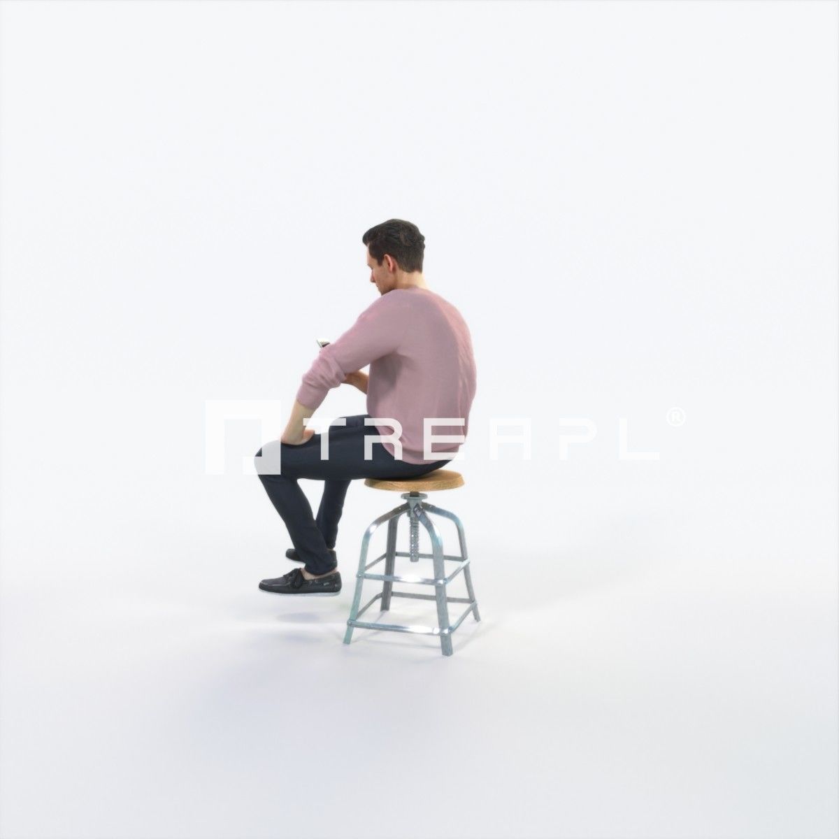 Virtue 03G Cell Phone Sitting Casual Man Low-poly 3D model_5