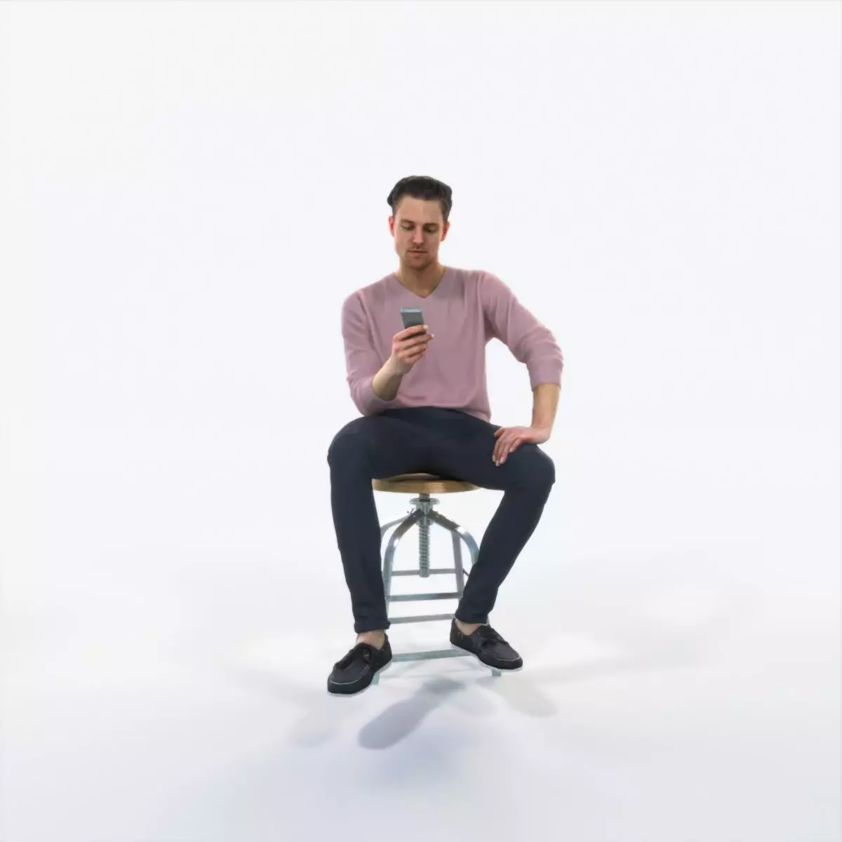 Virtue 03G Cell Phone Sitting Casual Man Low-poly 3D model_0
