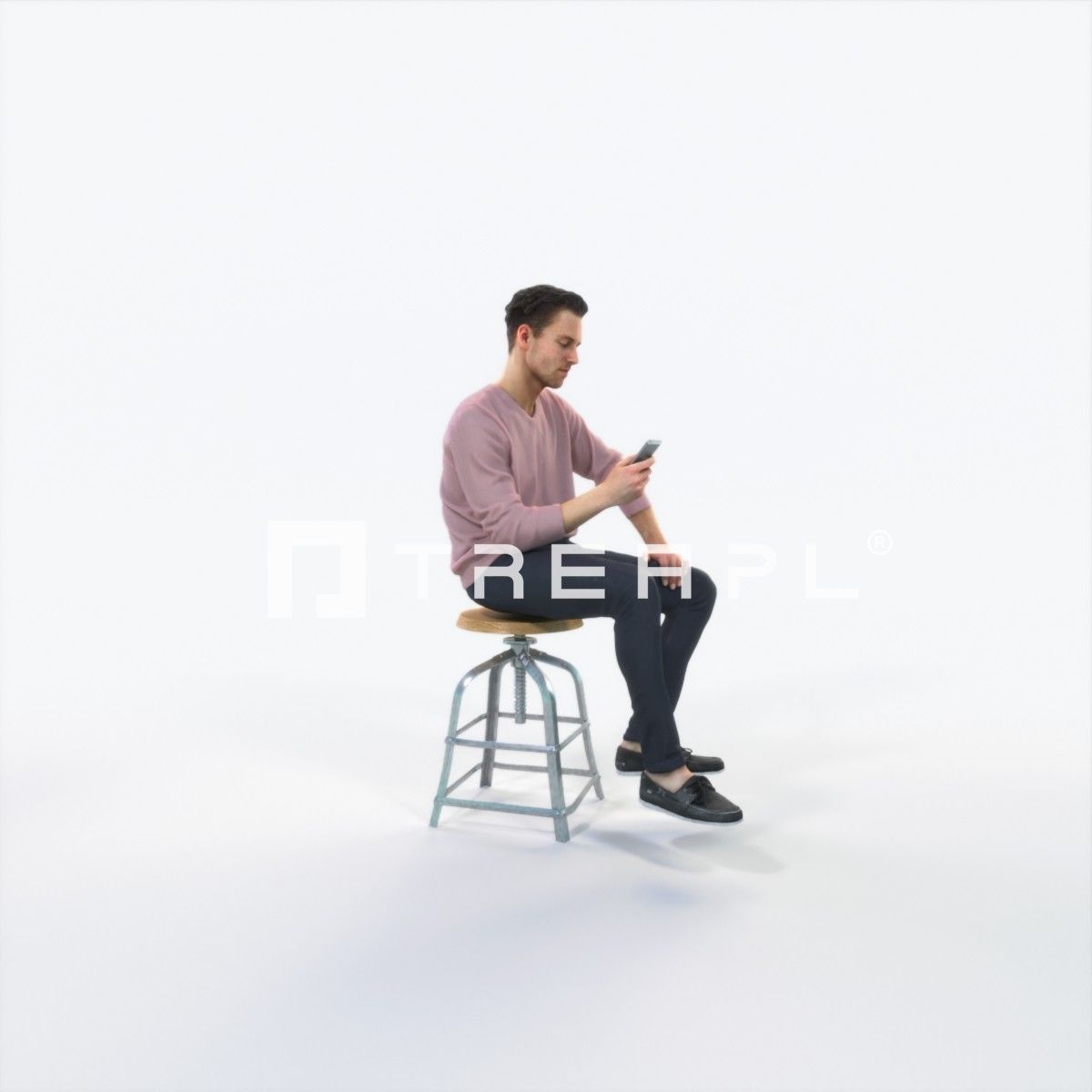 Virtue 03G Cell Phone Sitting Casual Man Low-poly 3D model_2