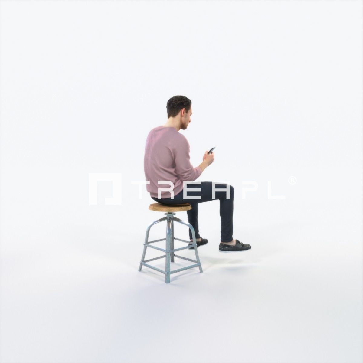 Virtue 03G Cell Phone Sitting Casual Man Low-poly 3D model_3
