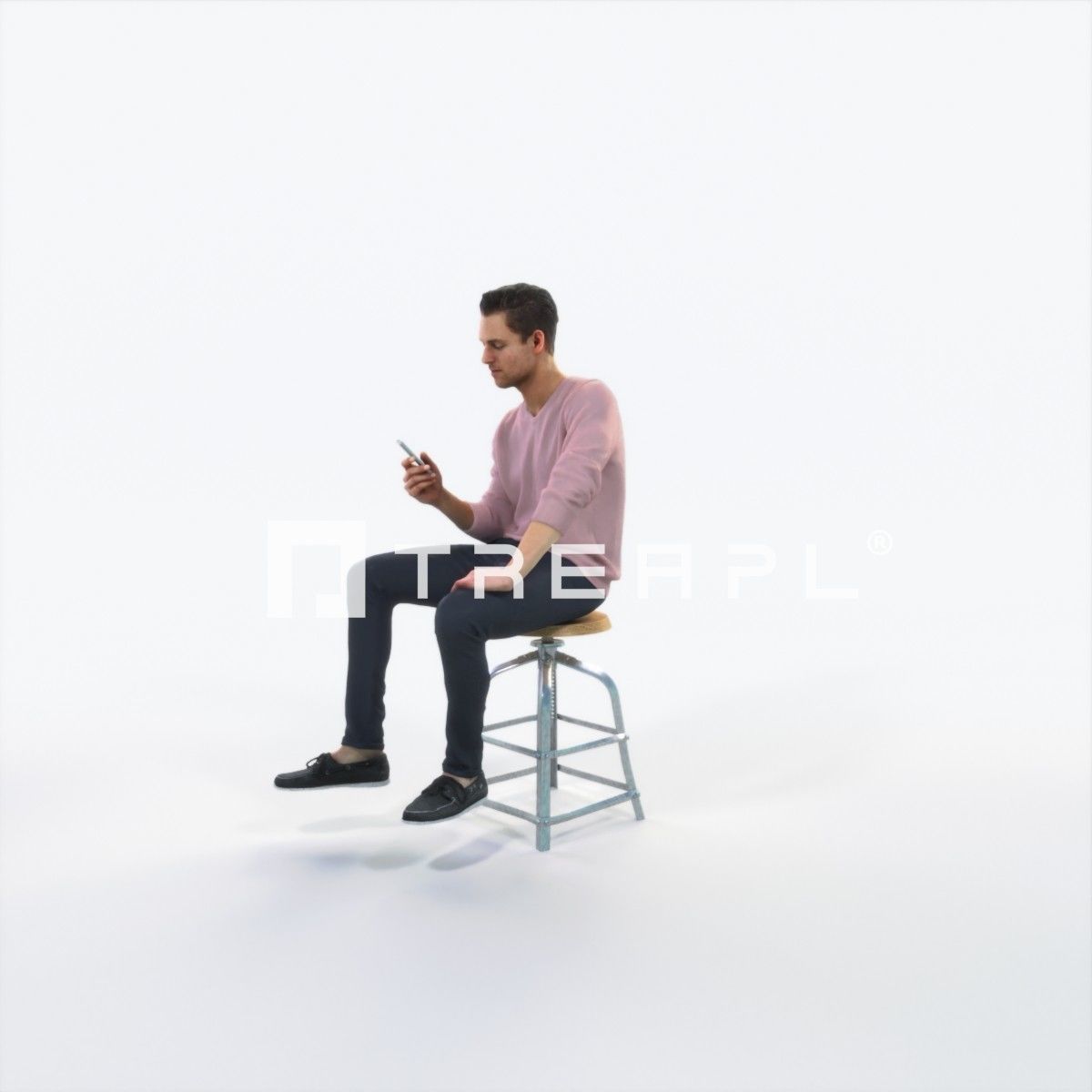 Virtue 03G Cell Phone Sitting Casual Man Low-poly 3D model_6