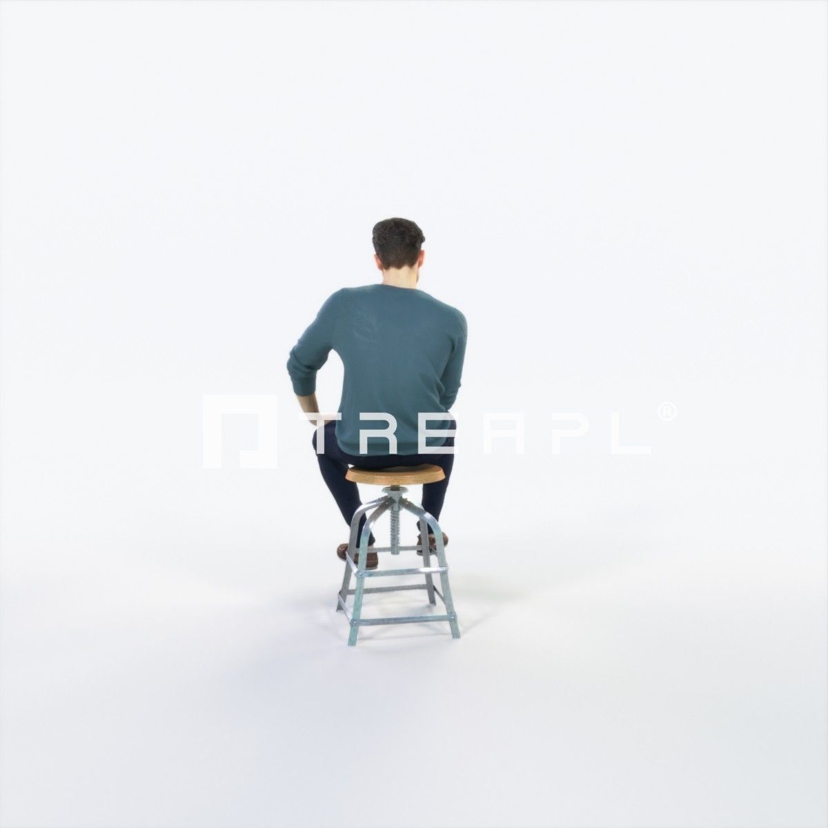 Virtue 03F Cell Phone Sitting Casual Man Low-poly 3D model_3