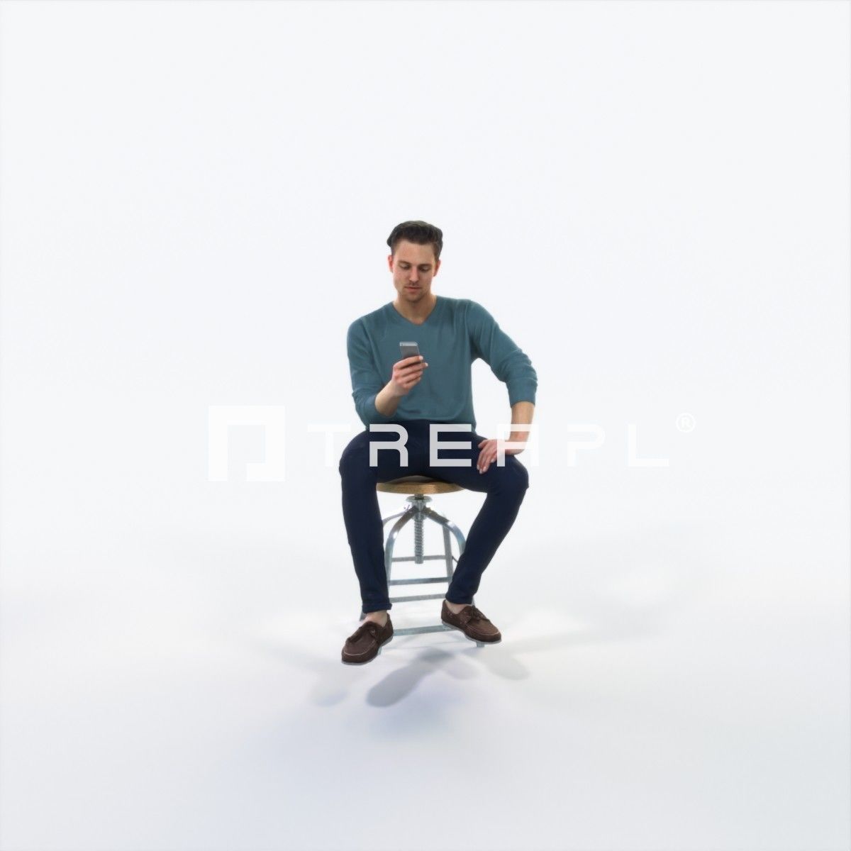 Virtue 03F Cell Phone Sitting Casual Man Low-poly 3D model_1