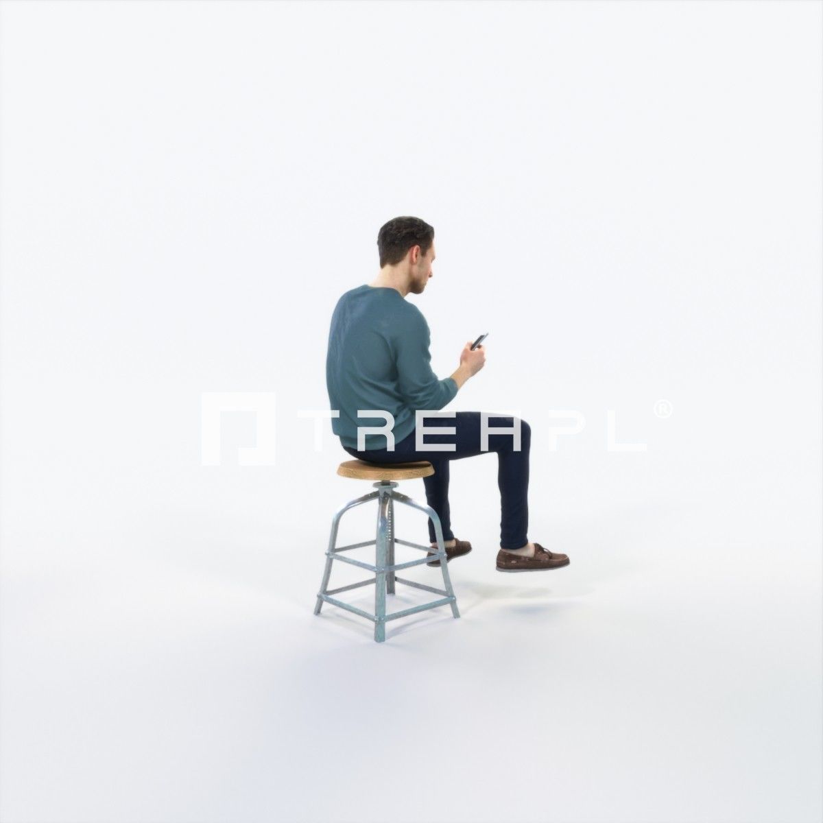 Virtue 03F Cell Phone Sitting Casual Man Low-poly 3D model_4