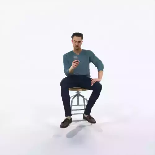 Virtue 03F Cell Phone Sitting Casual Man Low-poly 3D model
