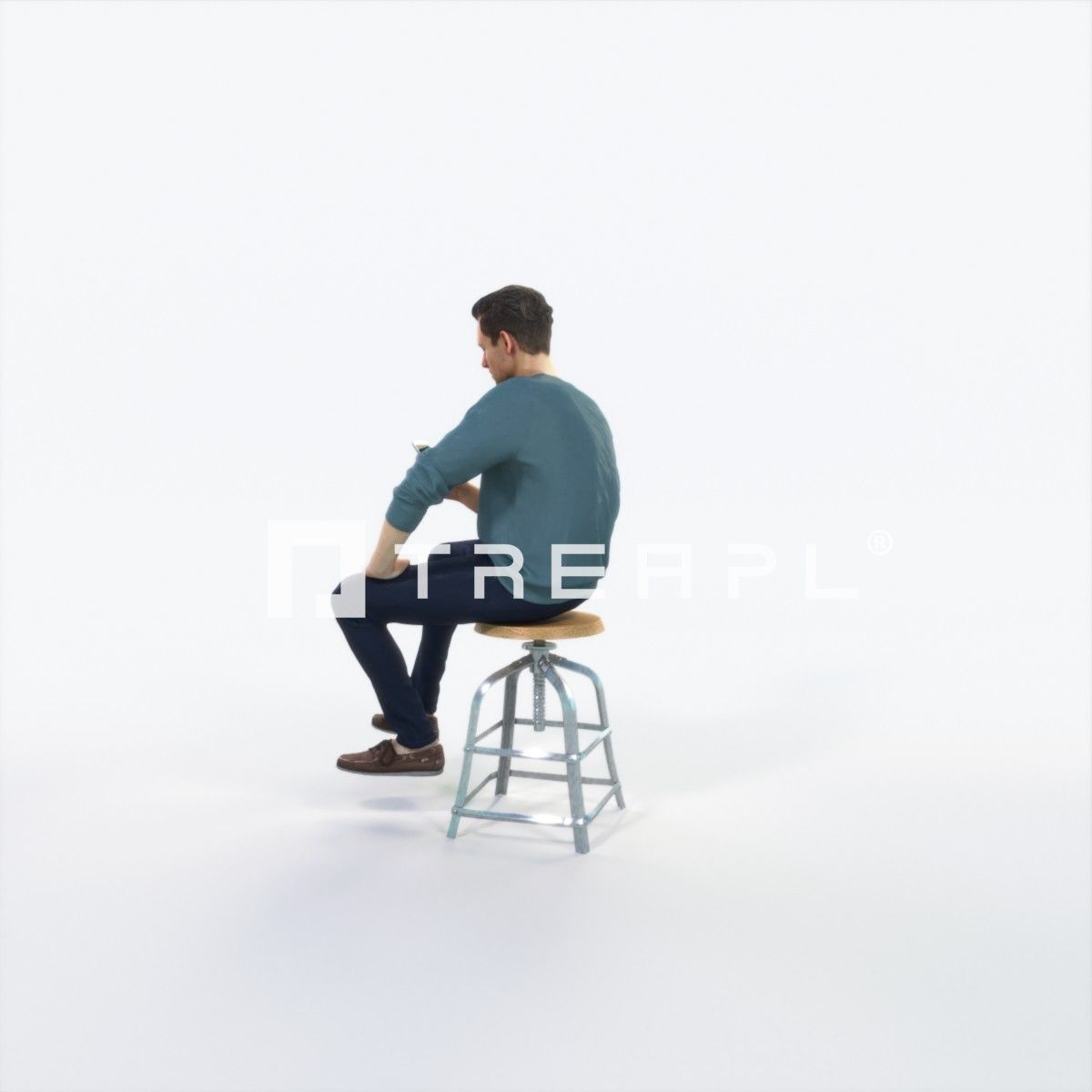 Virtue 03F Cell Phone Sitting Casual Man Low-poly 3D model_5