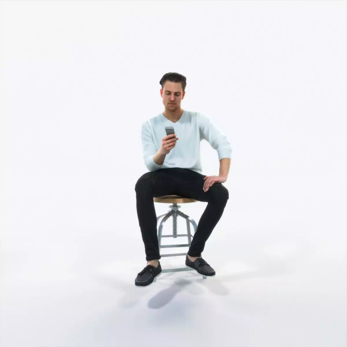 Virtue 03C Cell Phone Sitting Casual Man Low-poly 3D model_0