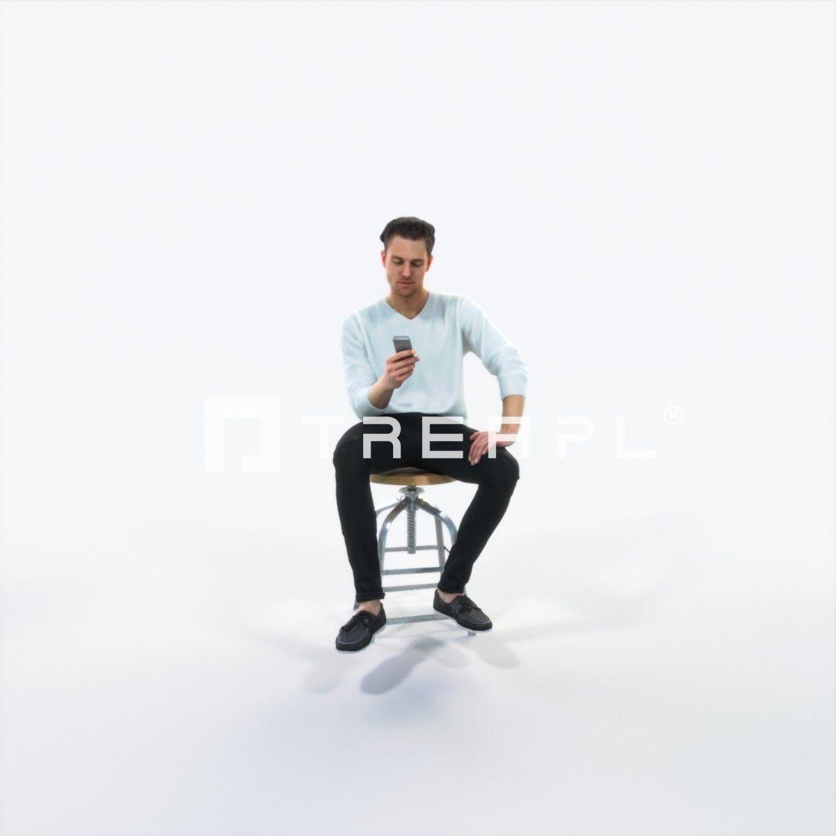 Virtue 03C Cell Phone Sitting Casual Man Low-poly 3D model_1