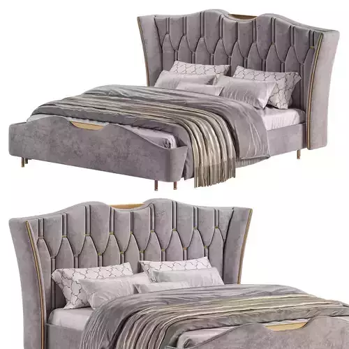 Light Gray Upholstered Tuffted King Bed
