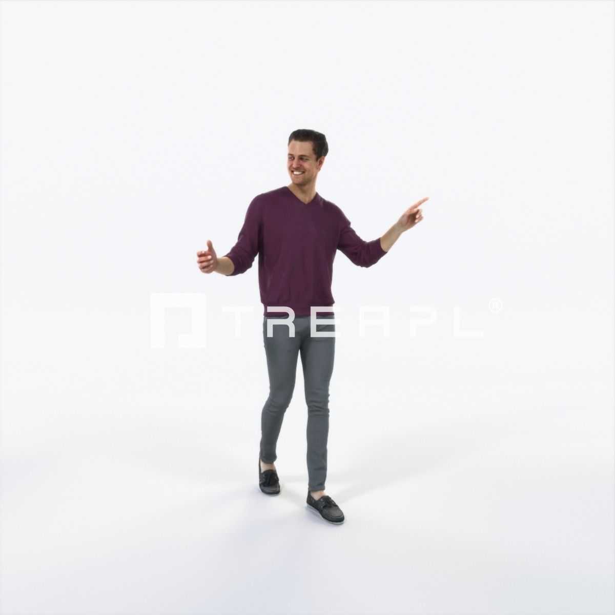 Virtue 11K pointing Couple Pointing walking Casual Man Low-poly 3D model_1