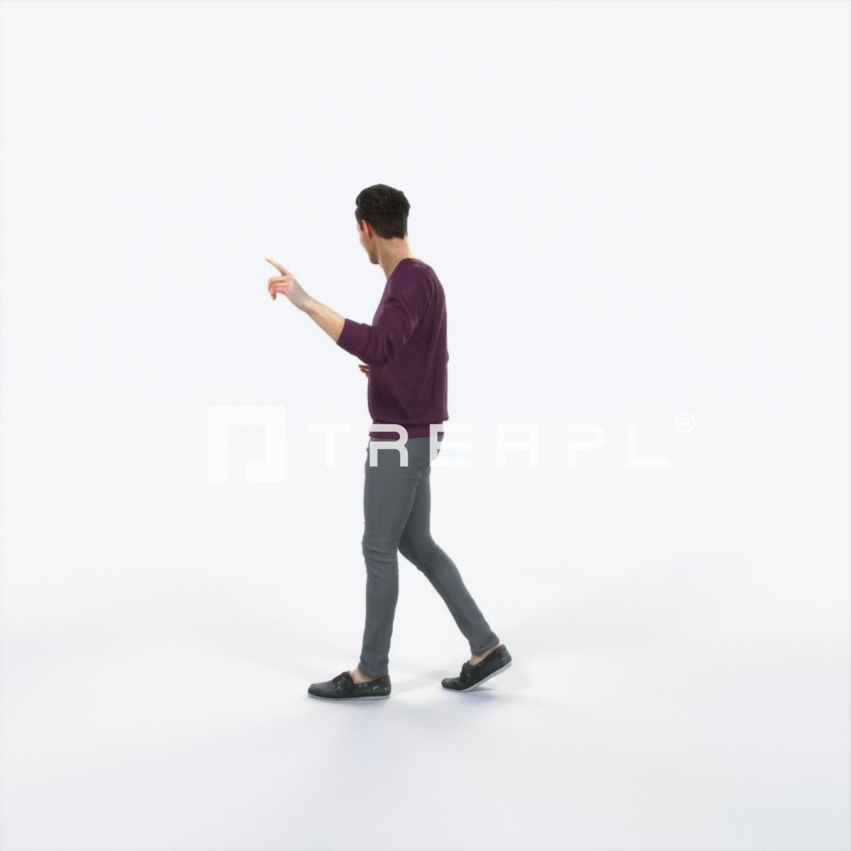 Virtue 11K pointing Couple Pointing walking Casual Man Low-poly 3D model_5