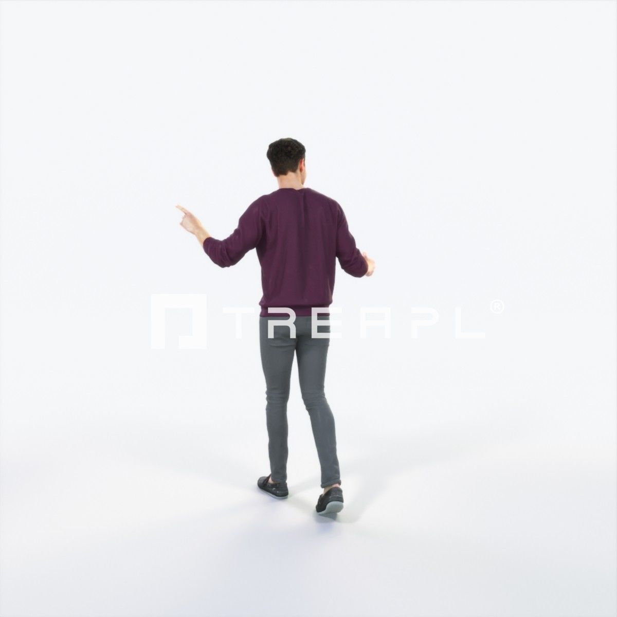 Virtue 11K pointing Couple Pointing walking Casual Man Low-poly 3D model_4