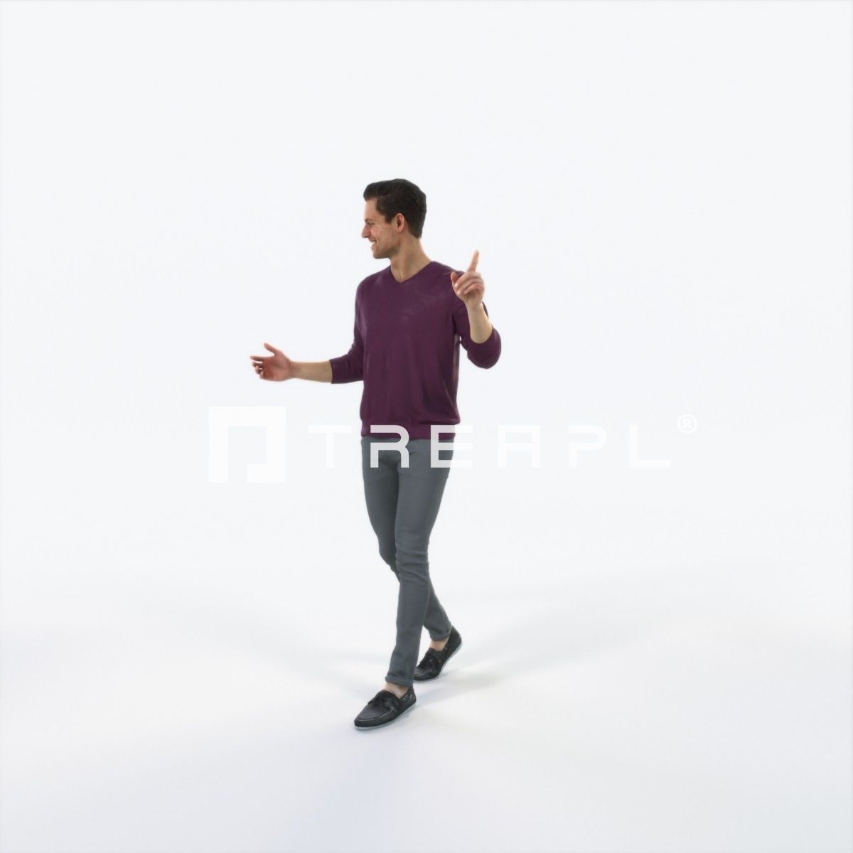 Virtue 11K pointing Couple Pointing walking Casual Man Low-poly 3D model_6