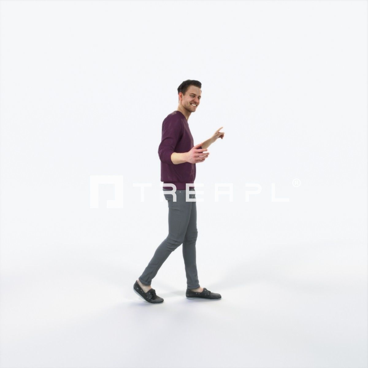 Virtue 11K pointing Couple Pointing walking Casual Man Low-poly 3D model_2