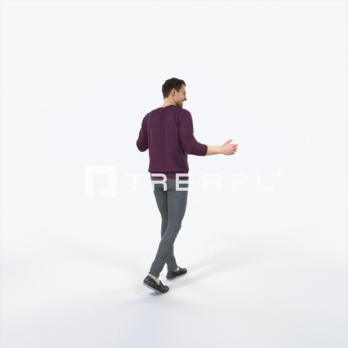 Virtue 11K pointing Couple Pointing walking Casual Man Low-poly 3D model_3