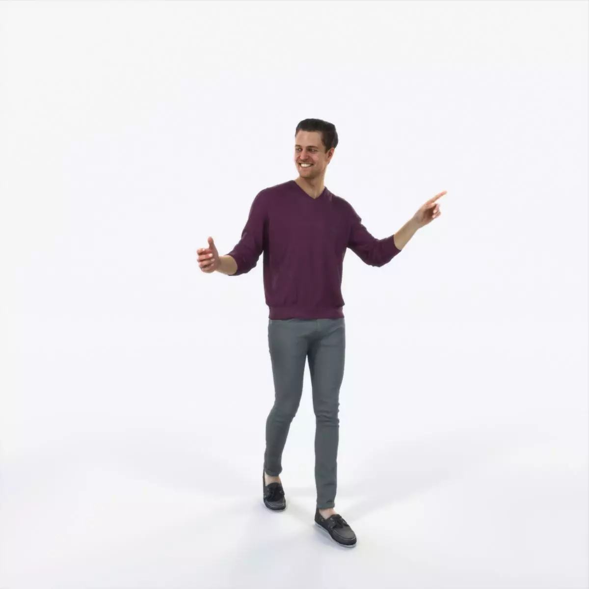 Virtue 11K pointing Couple Pointing walking Casual Man Low-poly 3D model_0