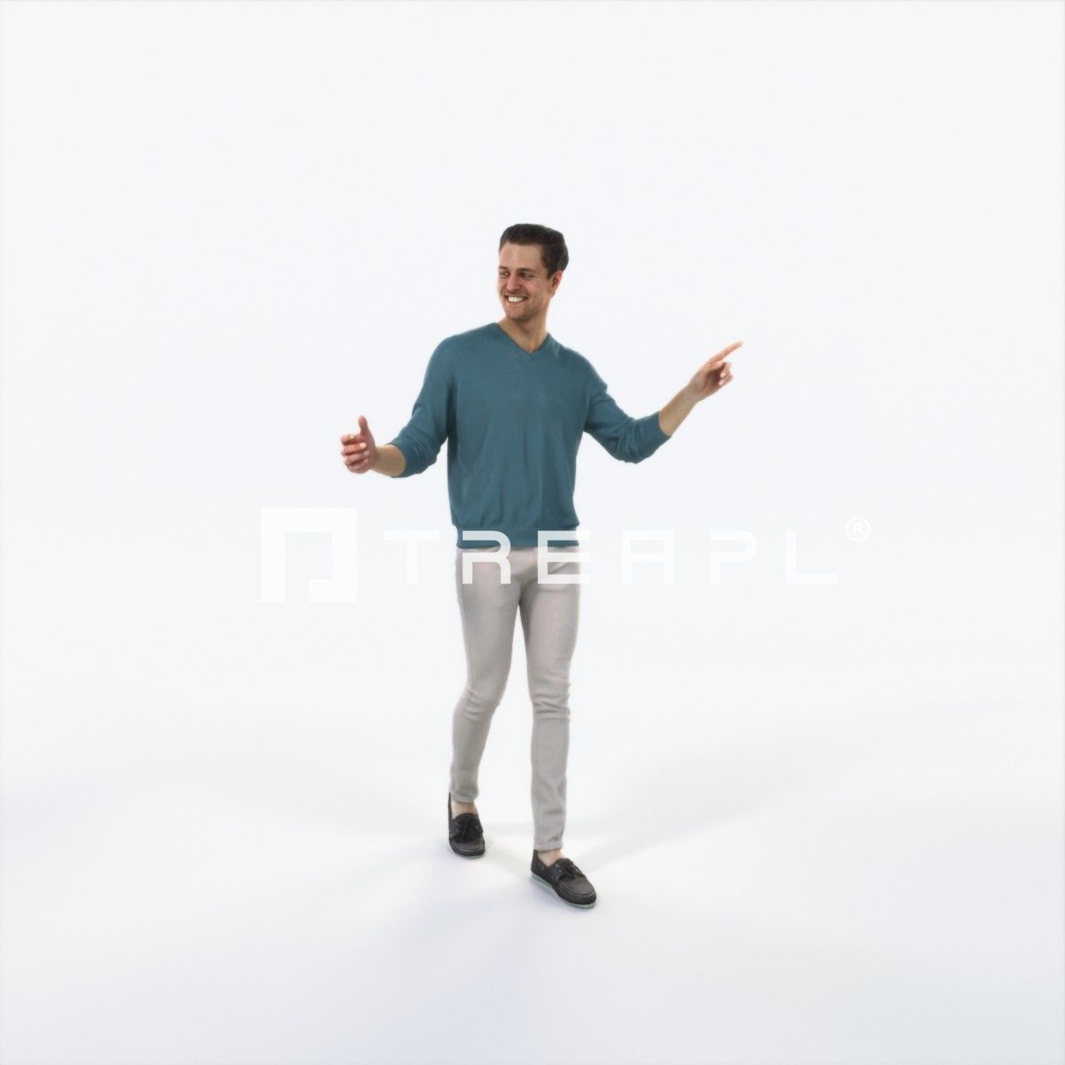 Virtue 11H pointing Couple Pointing walking Casual Man Low-poly 3D model_1