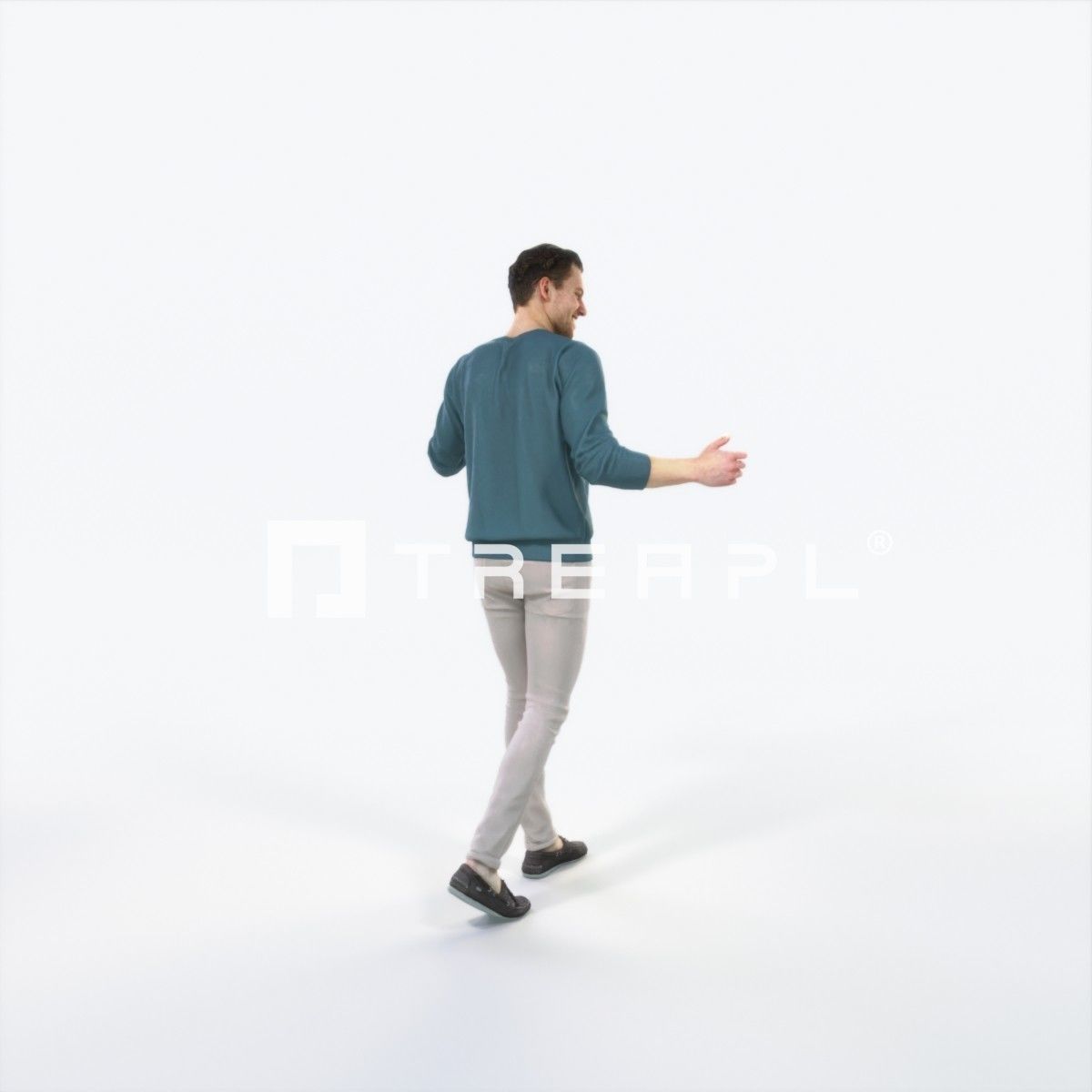 Virtue 11H pointing Couple Pointing walking Casual Man Low-poly 3D model_3