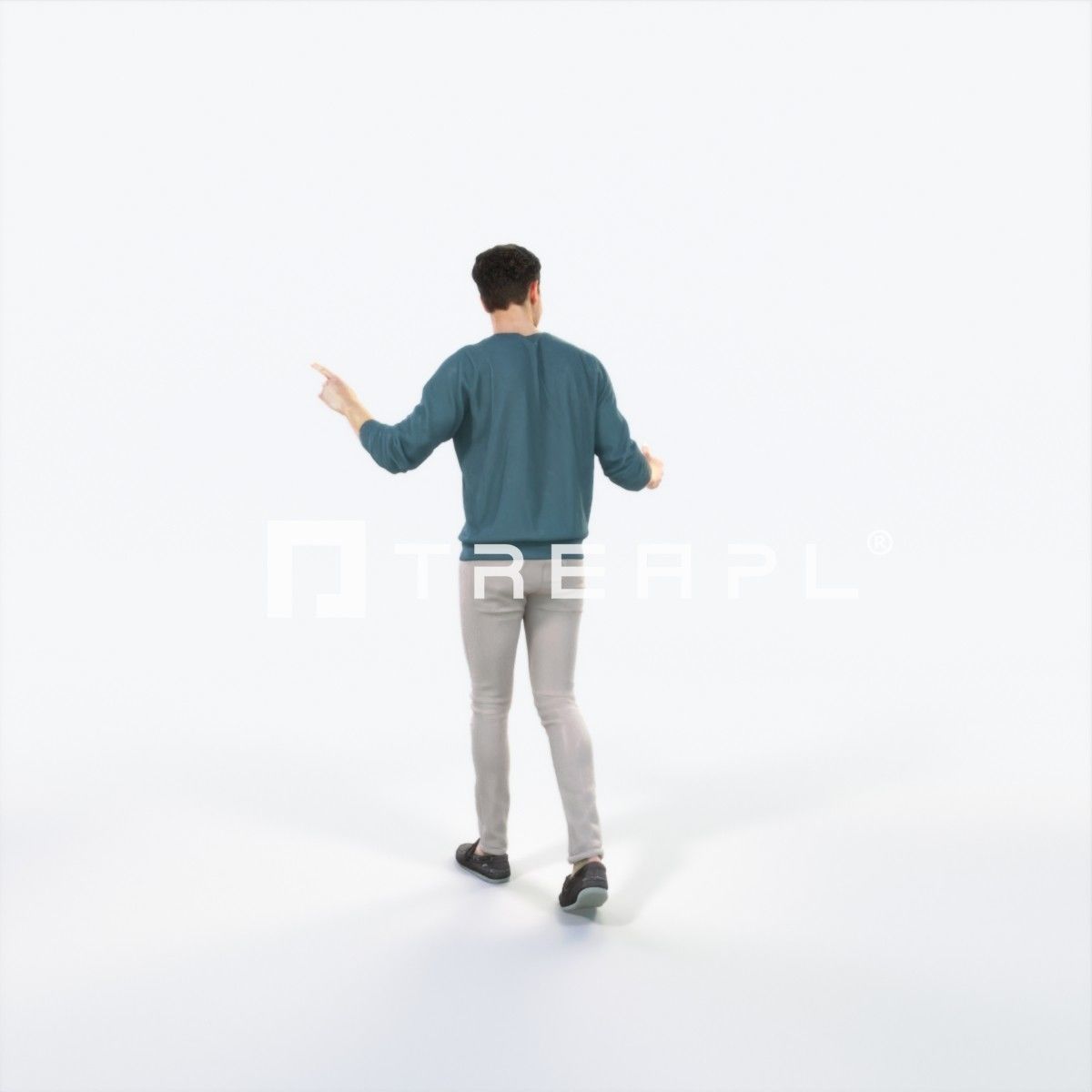 Virtue 11H pointing Couple Pointing walking Casual Man Low-poly 3D model_4