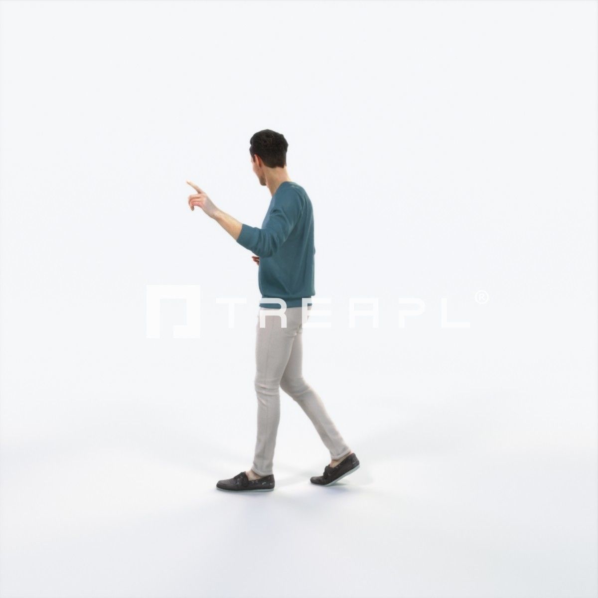 Virtue 11H pointing Couple Pointing walking Casual Man Low-poly 3D model_5