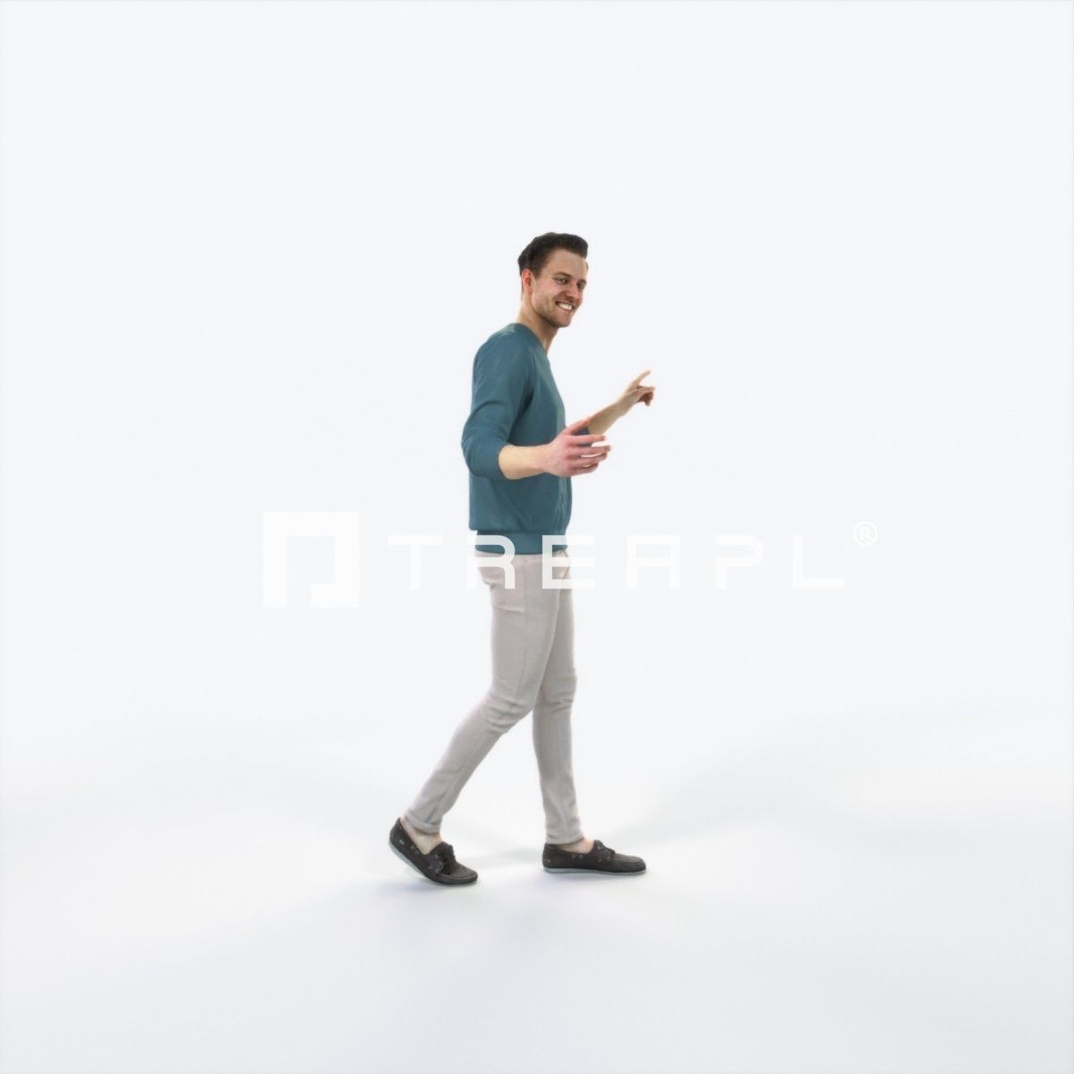 Virtue 11H pointing Couple Pointing walking Casual Man Low-poly 3D model_2