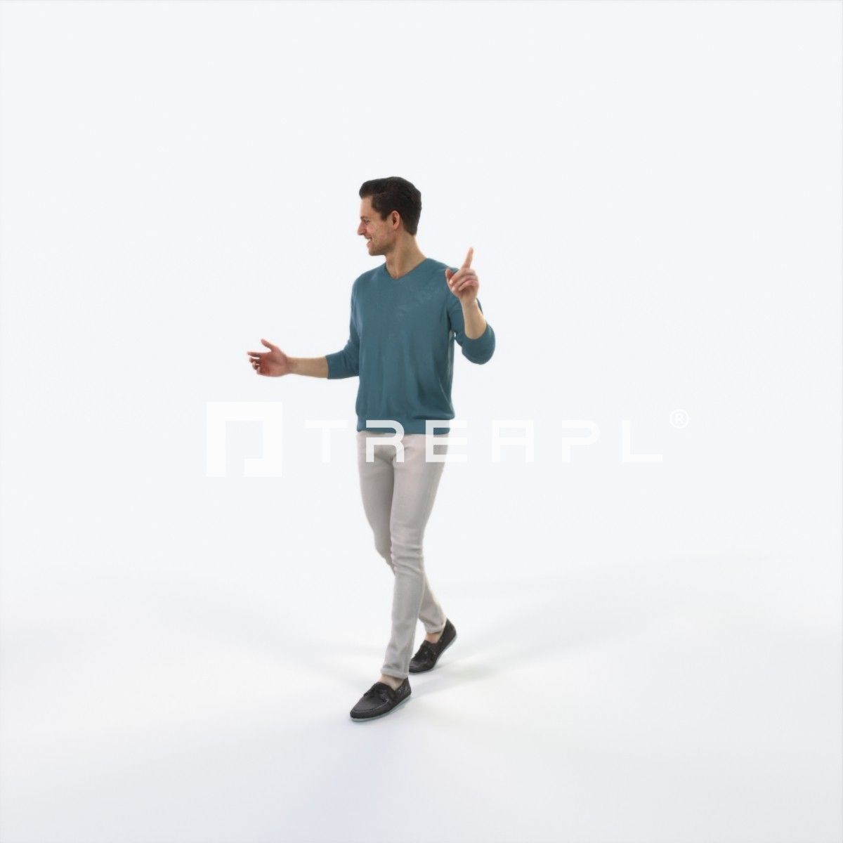 Virtue 11H pointing Couple Pointing walking Casual Man Low-poly 3D model_6