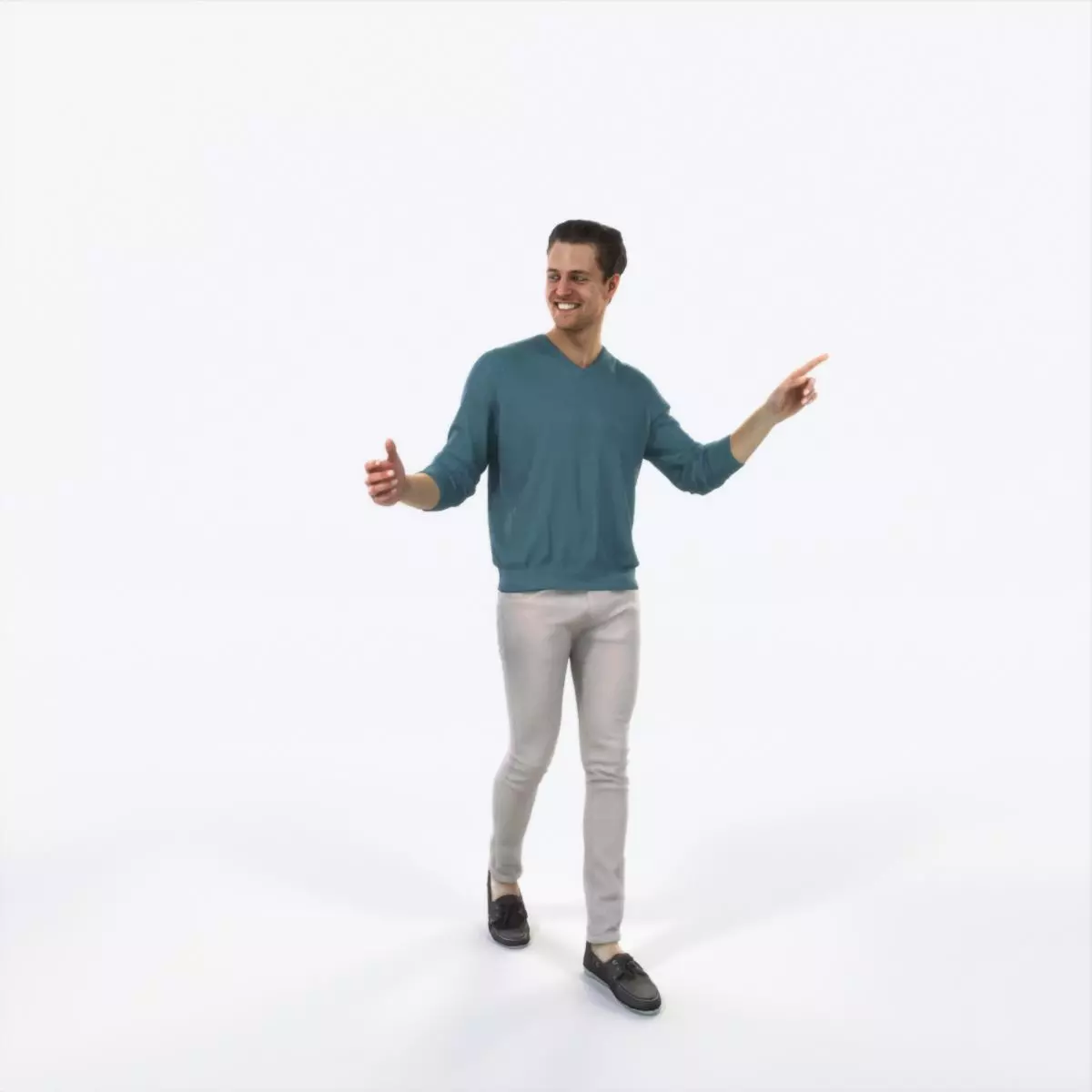 Virtue 11H pointing Couple Pointing walking Casual Man Low-poly 3D model_0