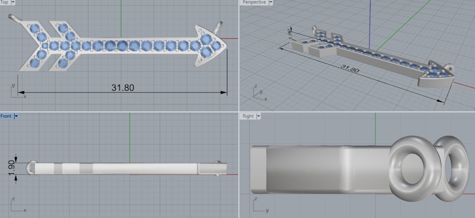 pendant arrow 3D print model_7