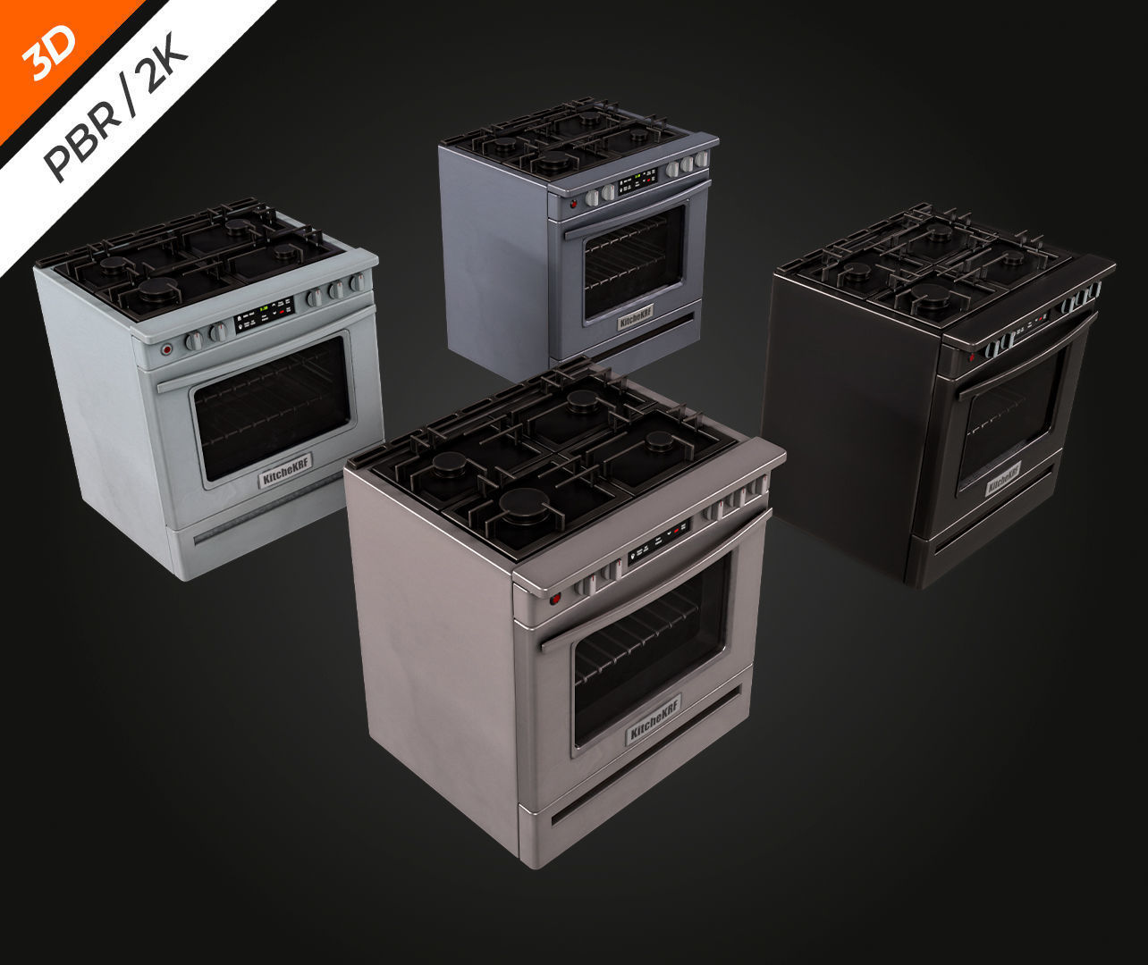 Stove Low-poly 3D model_9