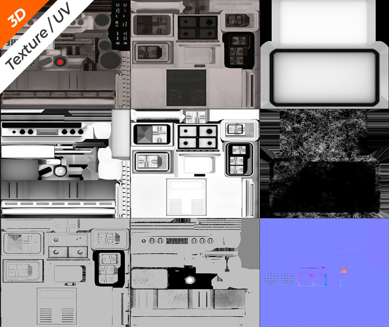 Stove Low-poly 3D model_14