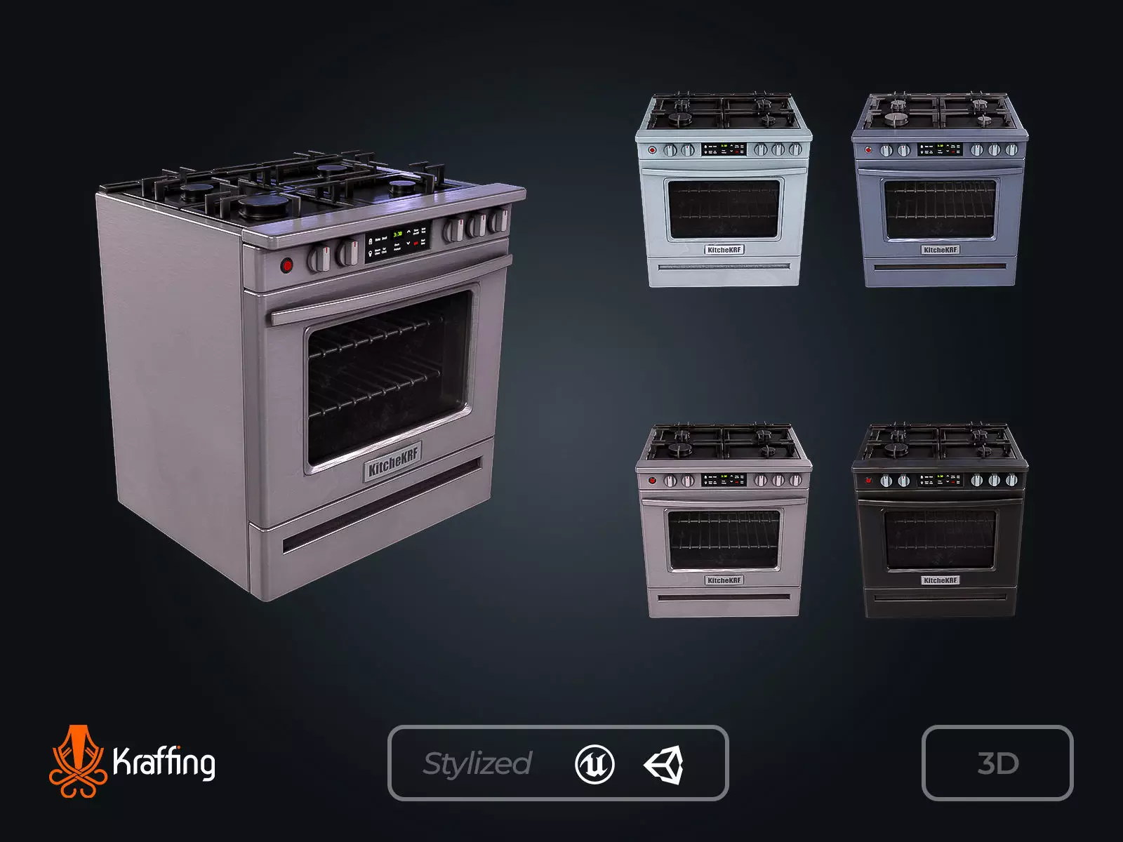 Stove V1 Kitchen Appliance Low-poly 3D model