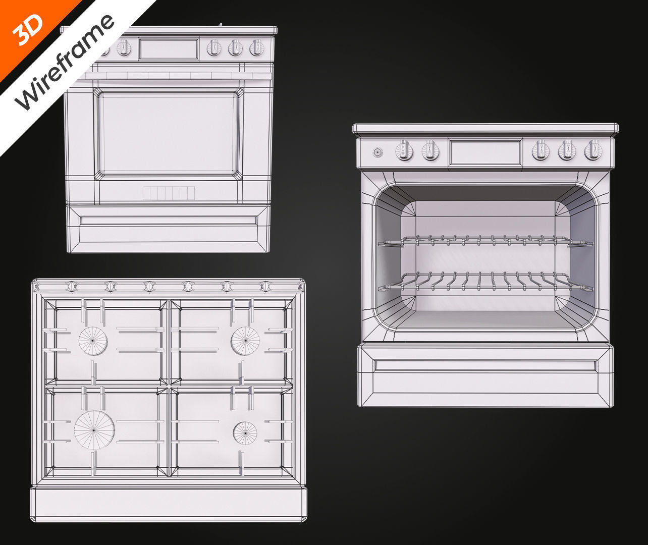 Stove Low-poly 3D model_13