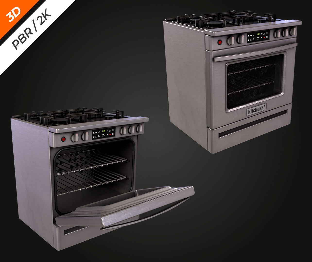 Stove Low-poly 3D model_2