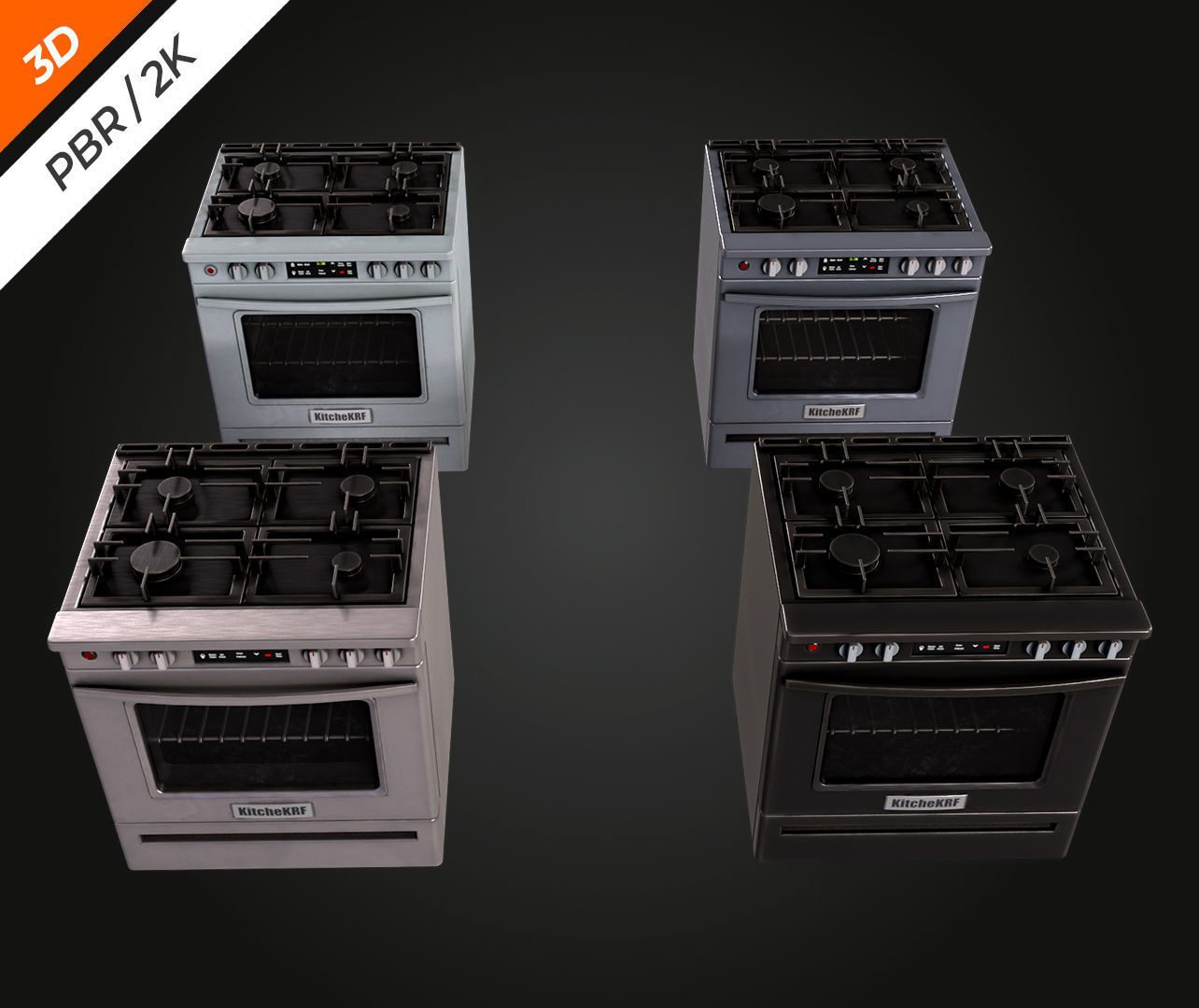 Stove Low-poly 3D model_10