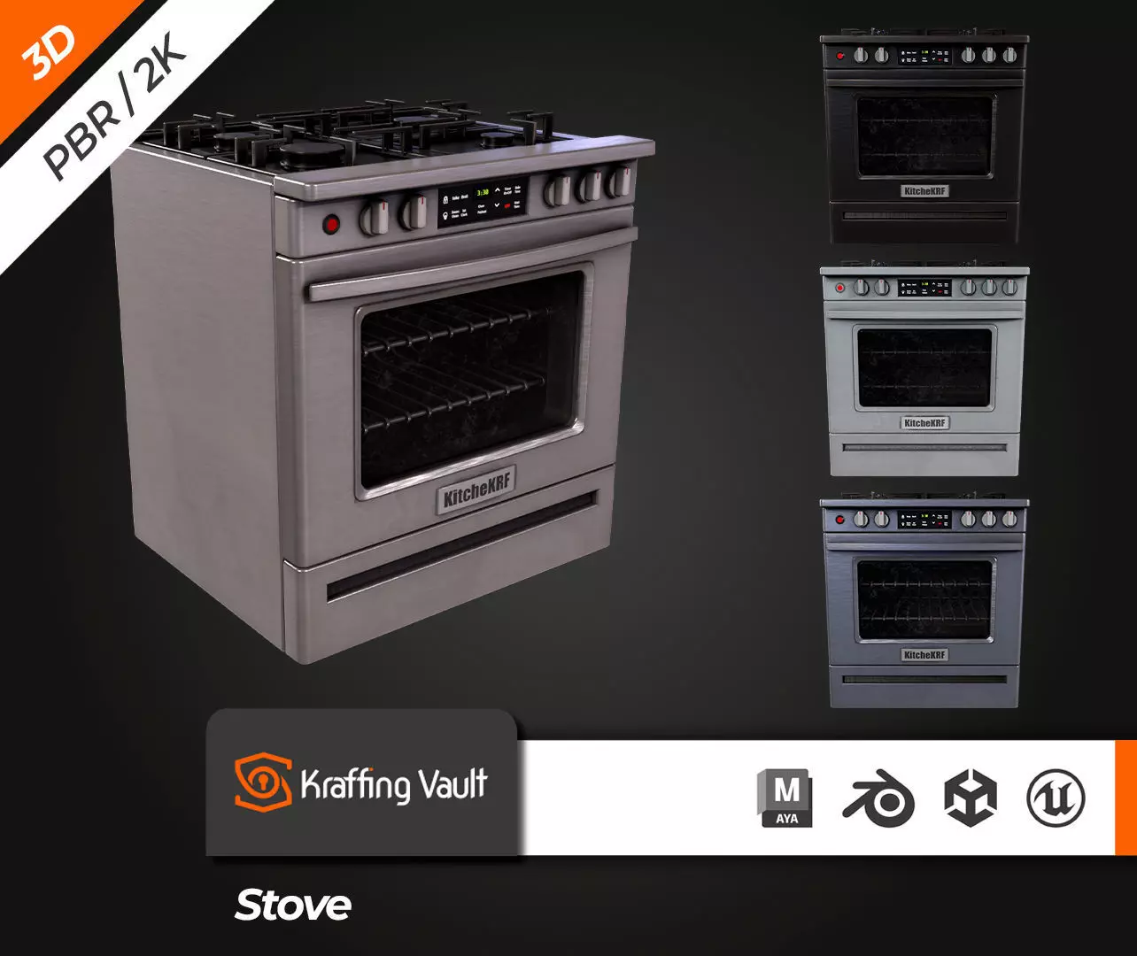 Stove Low-poly 3D model_0