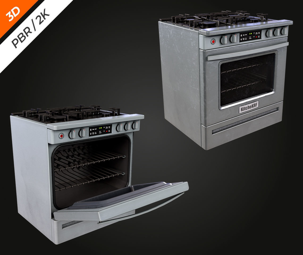 Stove Low-poly 3D model_4