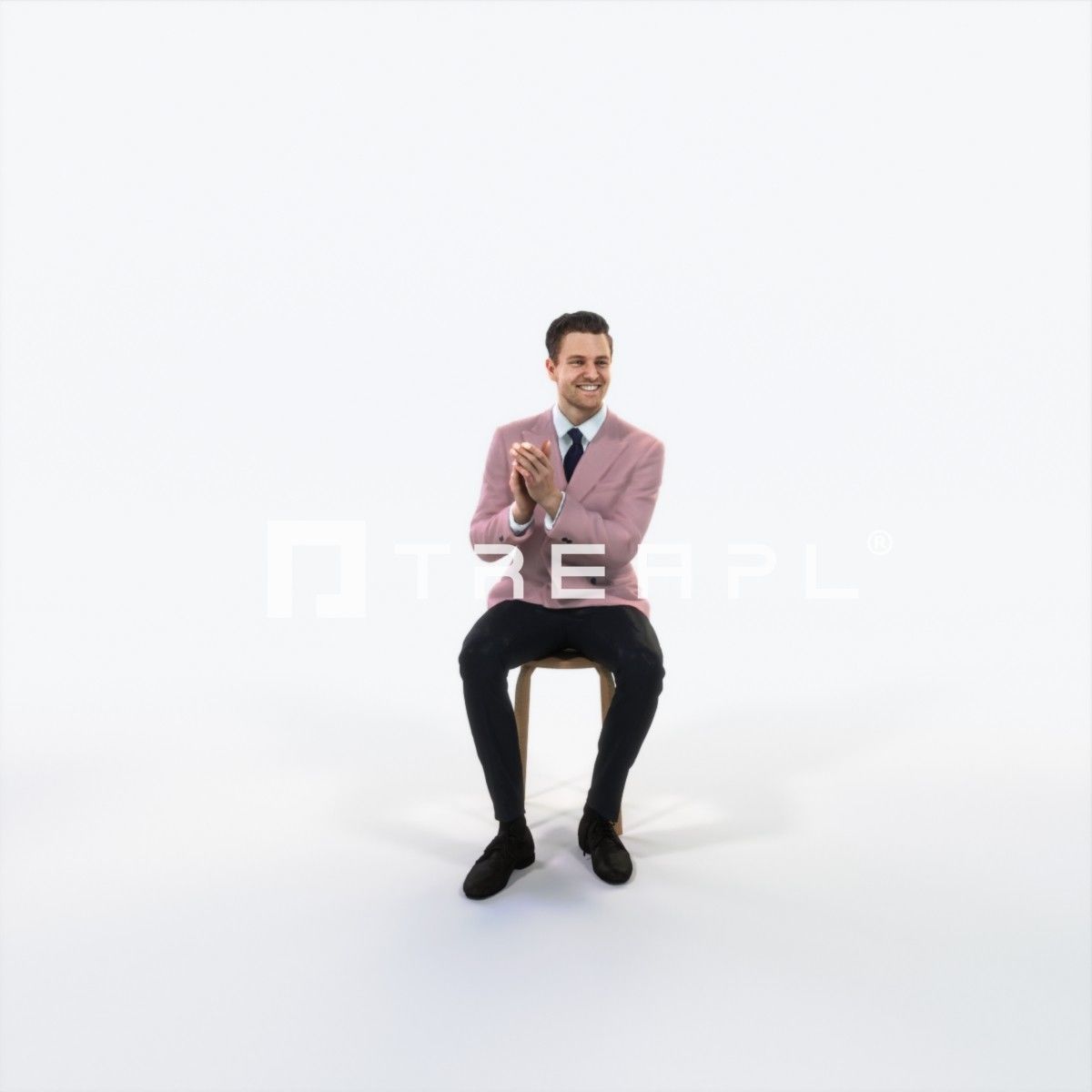 Virtue 13K Clapping Sitting Elegant Man Low-poly 3D model_1
