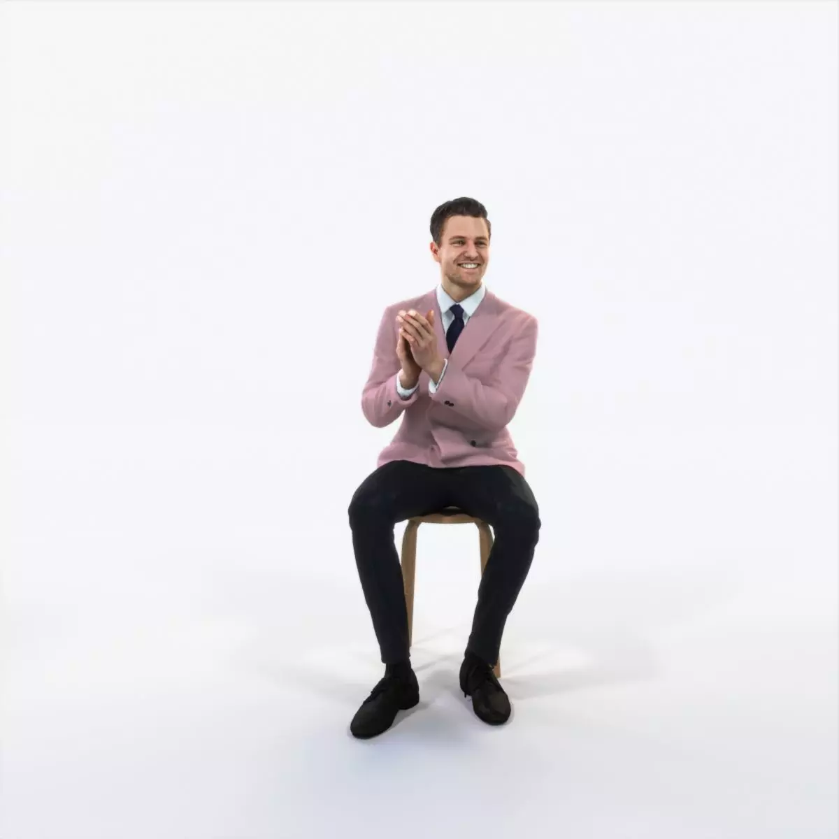 Virtue 13K Clapping Sitting Elegant Man Low-poly 3D model_0