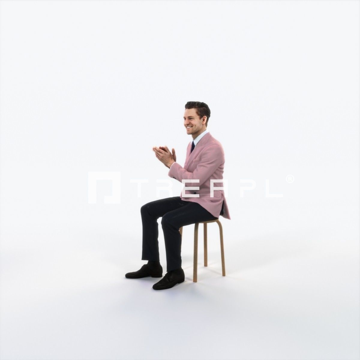 Virtue 13K Clapping Sitting Elegant Man Low-poly 3D model_6