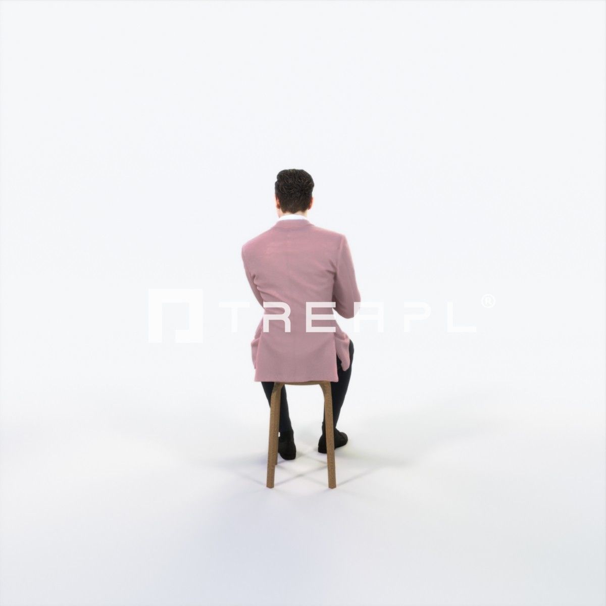 Virtue 13K Clapping Sitting Elegant Man Low-poly 3D model_4