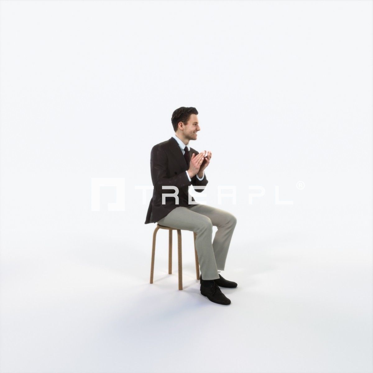 Virtue 13I Clapping Sitting Elegant Man Low-poly 3D model_2