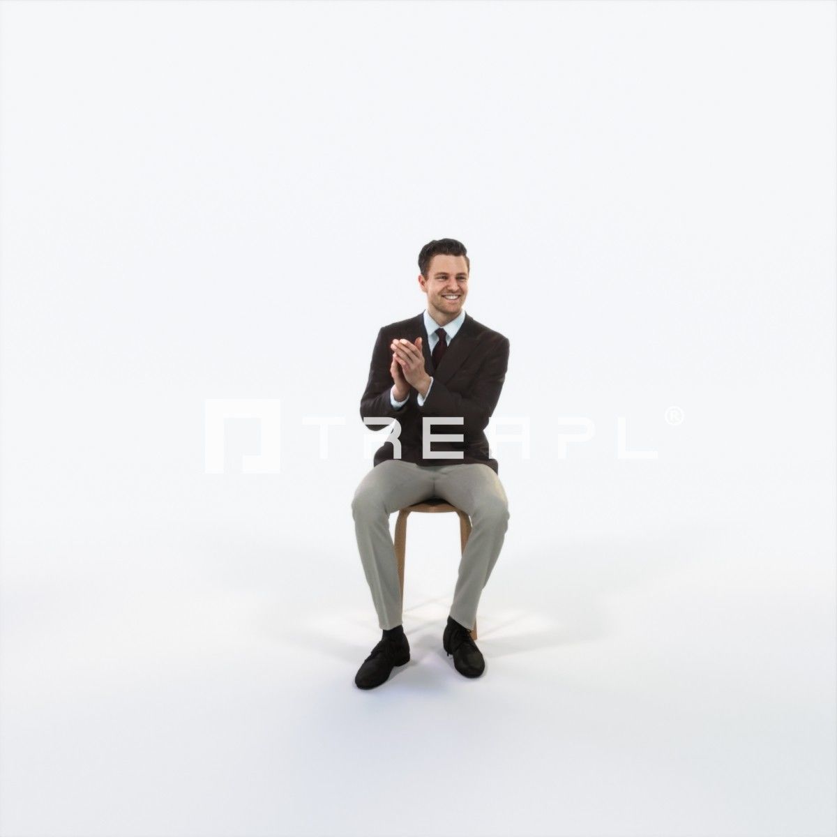 Virtue 13I Clapping Sitting Elegant Man Low-poly 3D model_1