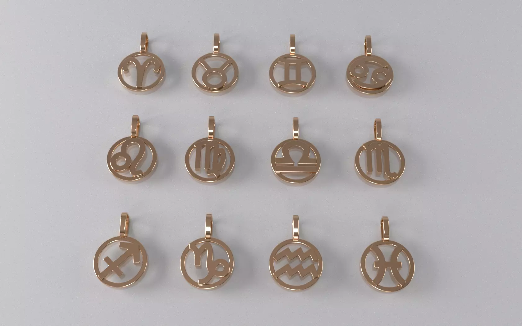 Zodiac Pendants v2 Bundle - Plain 3D print model_0